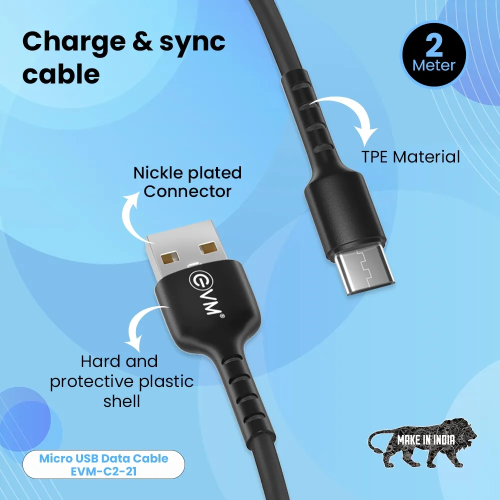 EVM Micro USB Charge & Sync Cable EVM-C2-21-B view 5